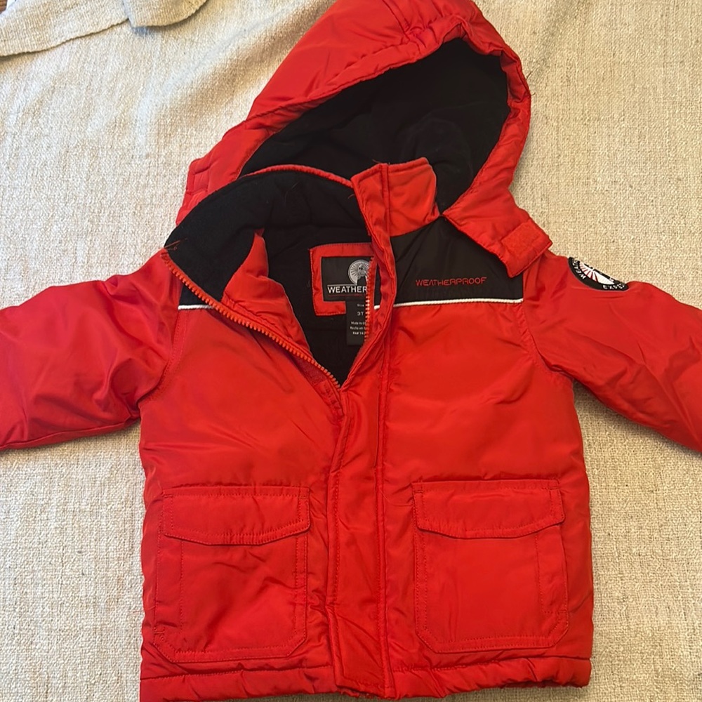 Weatherproof Kids Red Puffer Jacket with Hood
